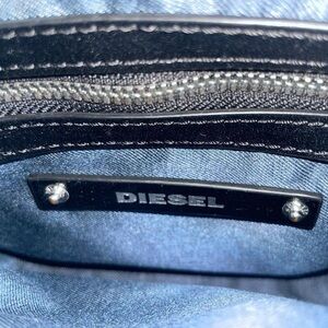 RARE Diesel Denim & Leather 2000s Crossbody Bag
w/ silver grommet hardware